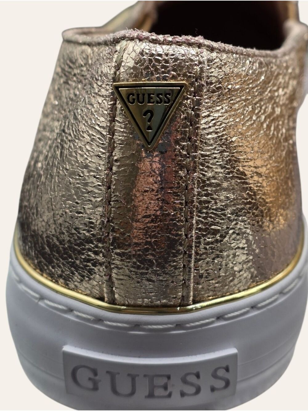 GUESS Gladis Gold Metallic Slip On Sneakers 8.5 Y2K Luxe Streetwear - Picture 8 of 8